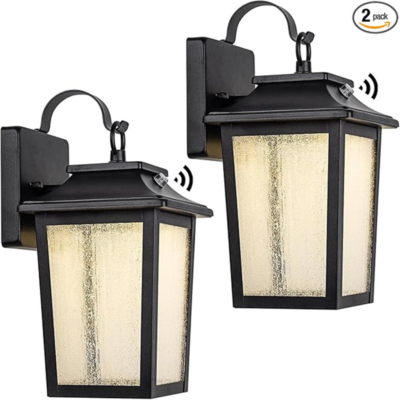 LED Dusk To Dawn Outdoor Lighting 2 Packs Outdoor Wall Lights For House 13W 3000K LED Outside Porch Lantern Black Exterior Wall Sconce For Garage
